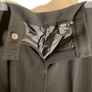 Kasper Pantsuit, Size 12.  Black w/white pinstripes button front w/ tie belt.